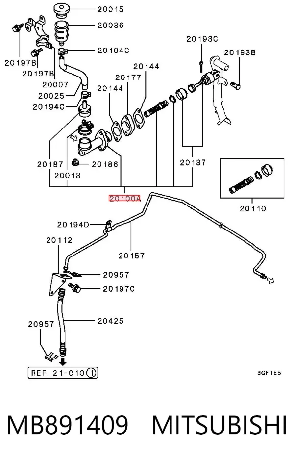 Cylinder sprzęgła główny MB891409 Mitsubishi