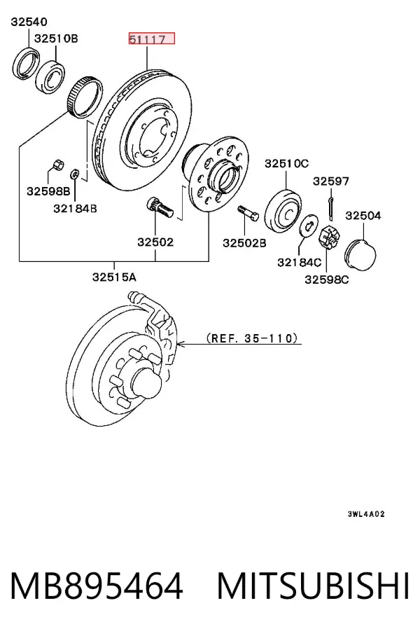 Tarcza hamulcowa przednia MB895464 Mitsubishi