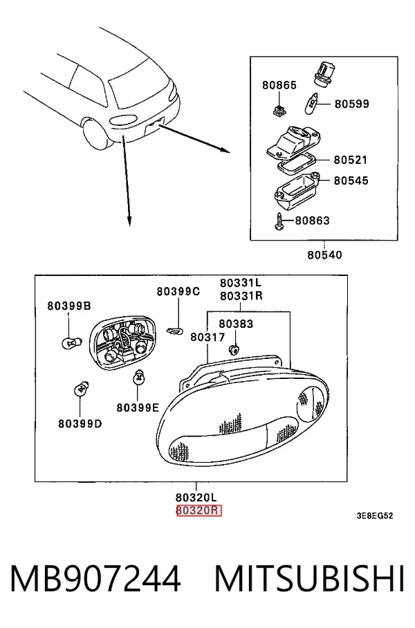 Lampa zespolona tylna lewa Mitsubishi Colt IV