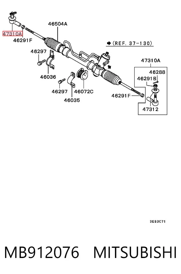 Końcówka drążka kierowniczego zewnętrzna MB912076 Mitsubishi