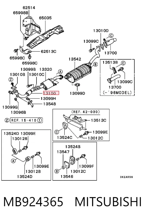 Przedni rura przyjęcia (kalesony) tłumika MB924365 Mitsubishi
