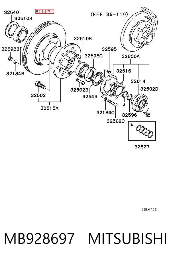 Tarcza hamulcowa przednia MB928697 Mitsubishi