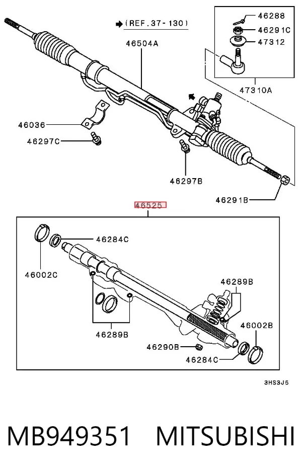 Zestaw naprawczy maglownicy (mechanizmu) (zestaw uszczelniaczy) Mitsubishi Eclipse I