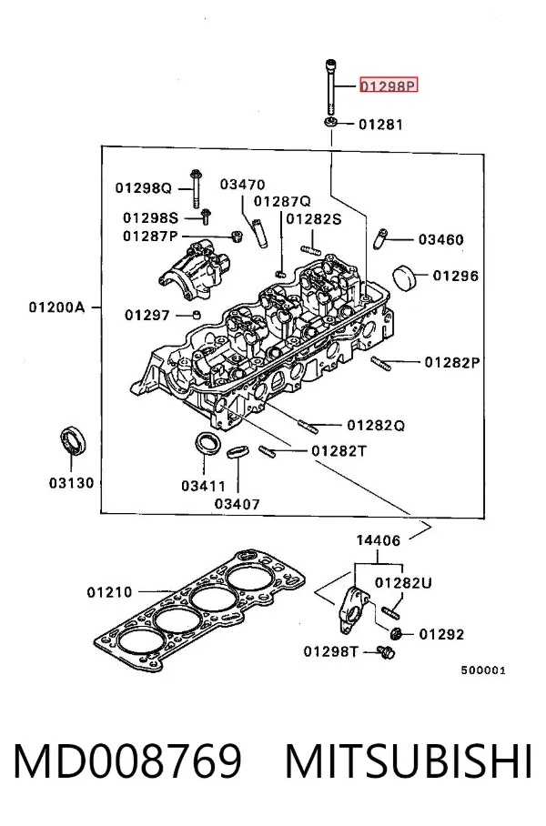 Śruba głowicy cylindrów MD008769 Mitsubishi