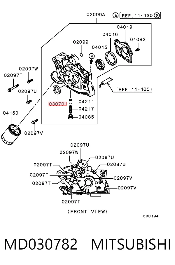 Uszczelniacz wału korbowego przedni MD030782 Mitsubishi