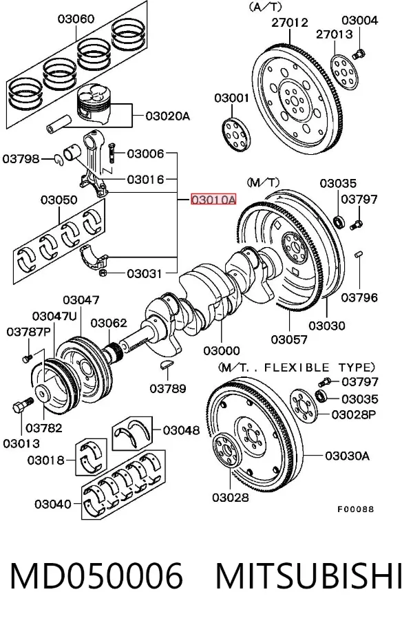 Korbowód tłoka silnika MD050006 Mitsubishi