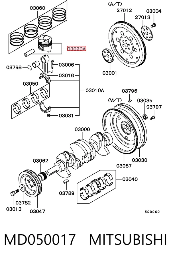 Tłok, komplet do jednego cylindru, STD MD050017 Mitsubishi