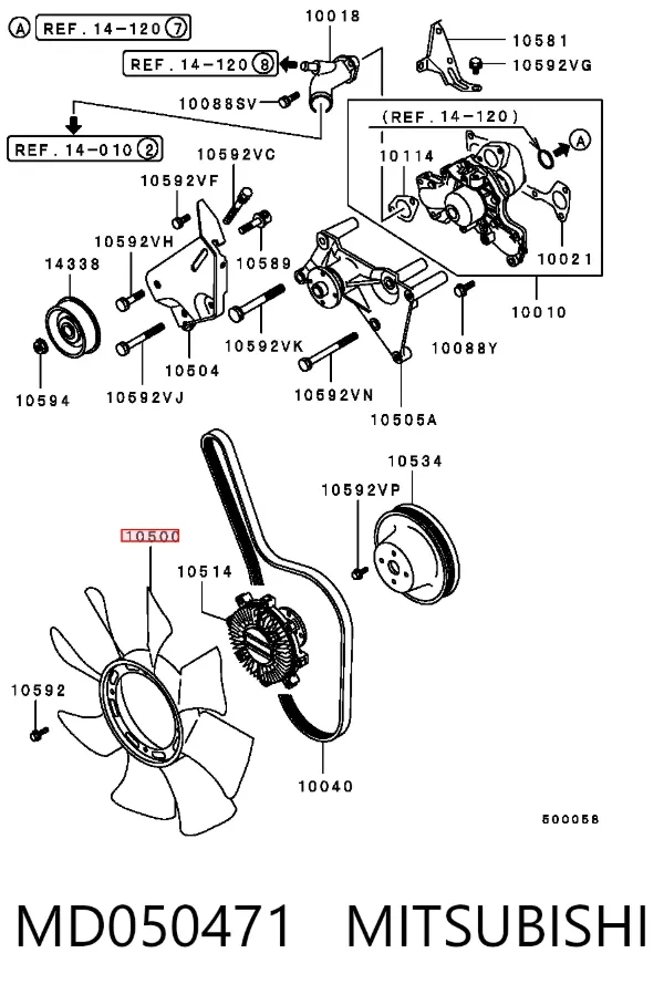 Wentylator (wirnik) chłodnicy MD050471 Mitsubishi