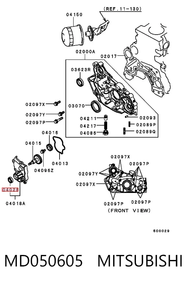 Uszczelniacz pompy olejowej automatycznej skrzyni biegów MD050605 Mitsubishi