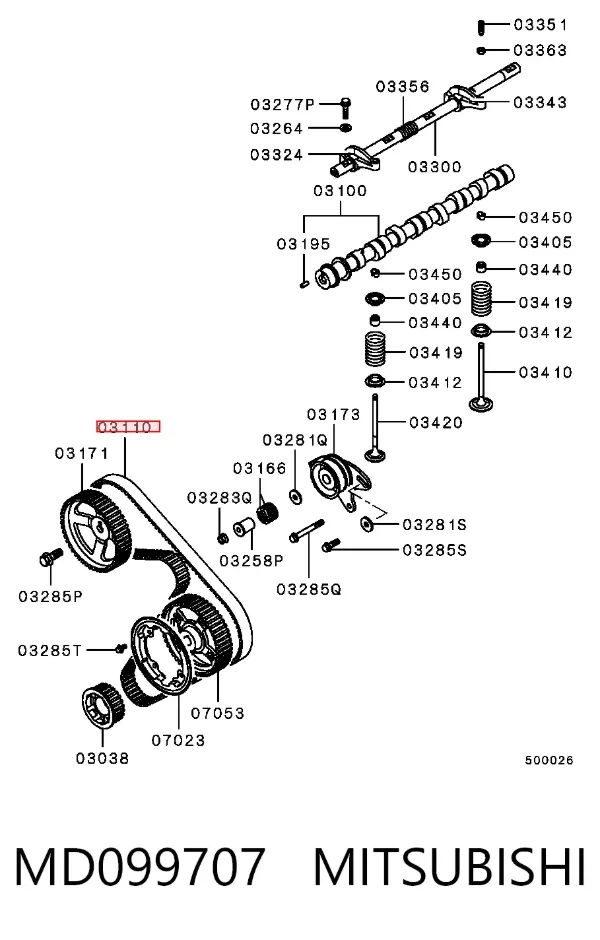 Pasek rozrządu MD099707 Mitsubishi