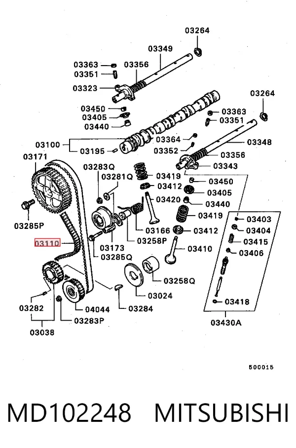 Pasek rozrządu MD102248 Mitsubishi