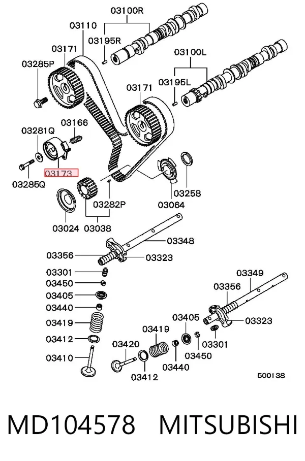 Rolka napinacza paska rozrządu MD104578 Mitsubishi