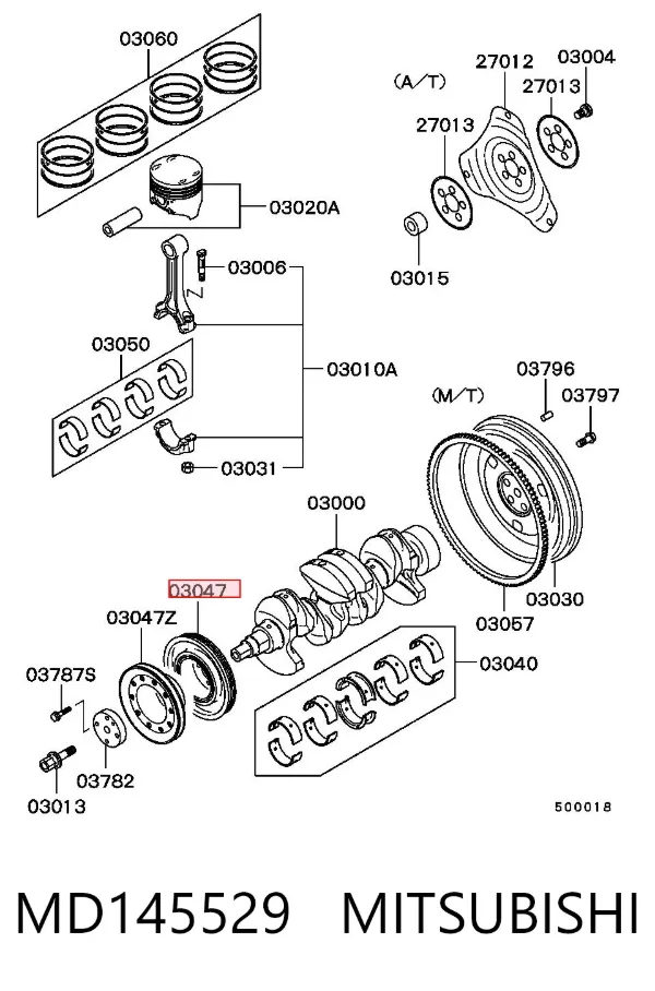 Koło pasowe wału korbowego MD145529 Mitsubishi