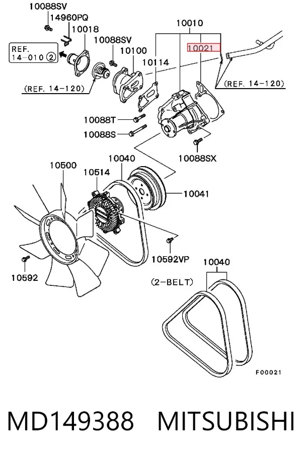 Uszczelka pompy wodnej MD149388 Mitsubishi
