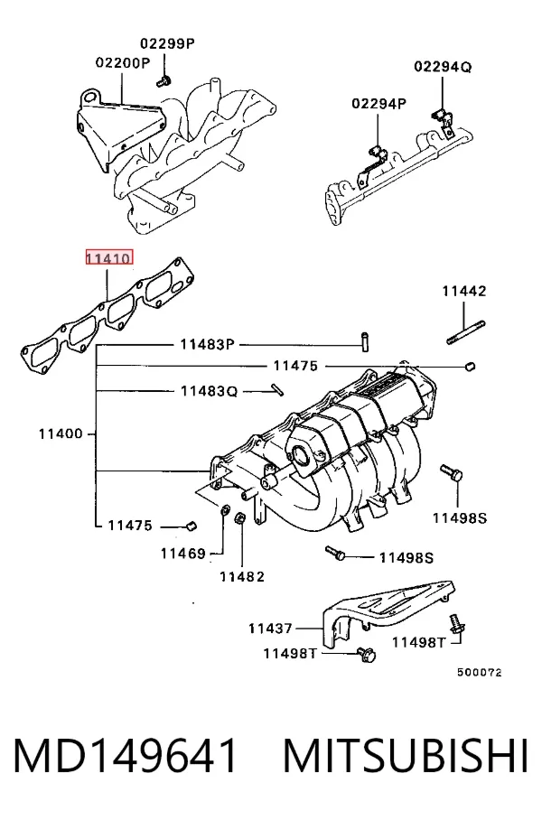 Uszczelka kolektora ssącego MD149641 Mitsubishi