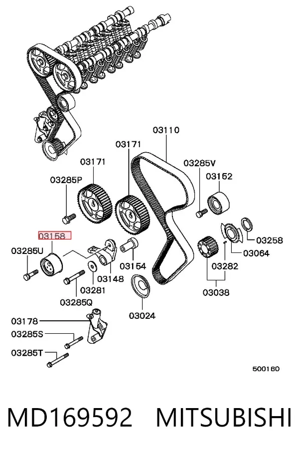 Rolka napinacza paska rozrządu MD169592 Mitsubishi
