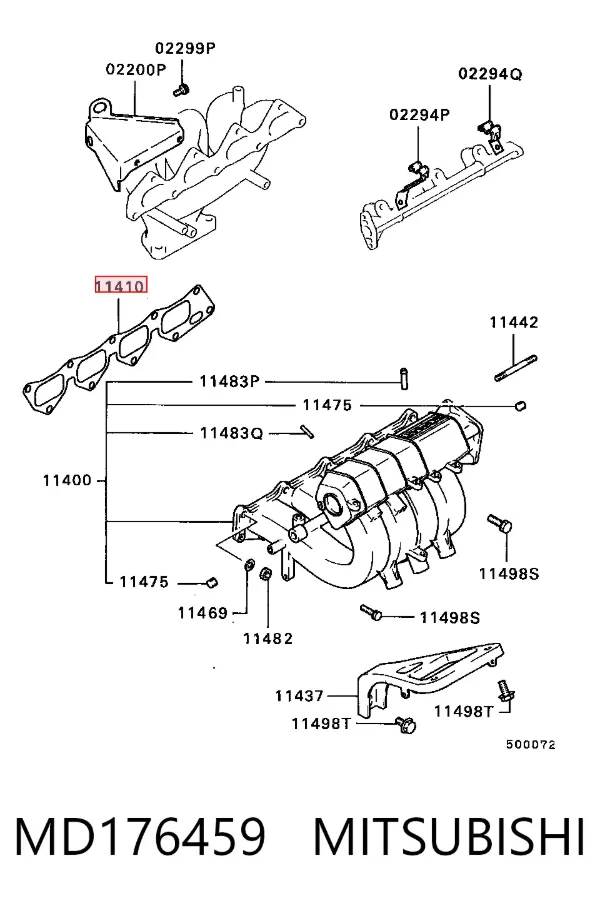 Uszczelka kolektora ssącego MD176459 Mitsubishi