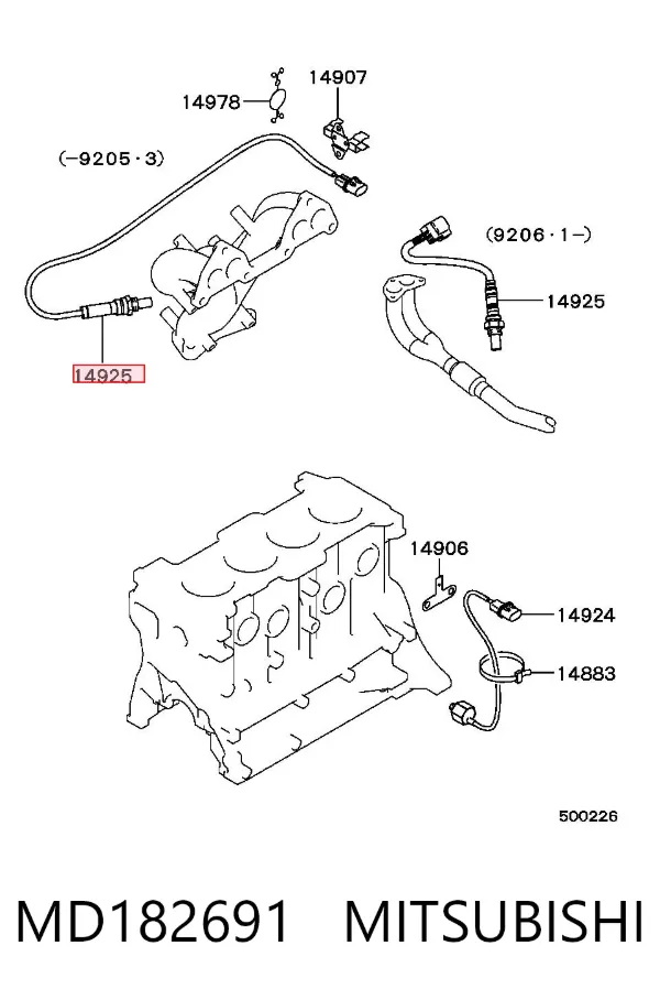 Sonda lambda, czujnik tlenu MD182691 Mitsubishi