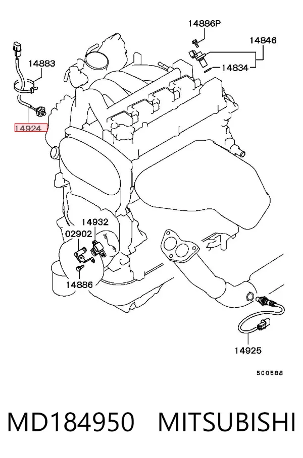 Czujnik stukowy (czujnik spalania stukowego) MD184950 Mitsubishi
