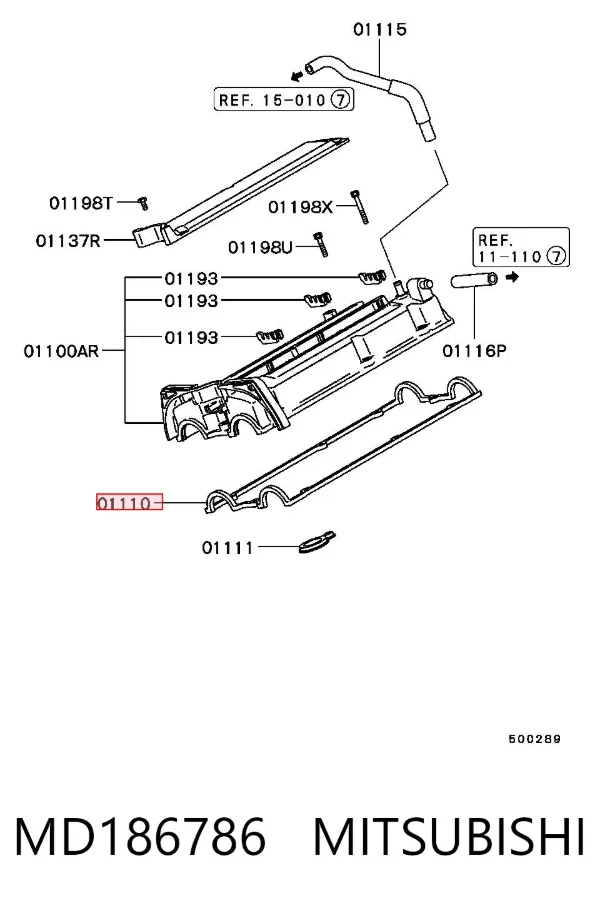 Uszczelka pokrywy zaworowej silnika MD186786 Mitsubishi