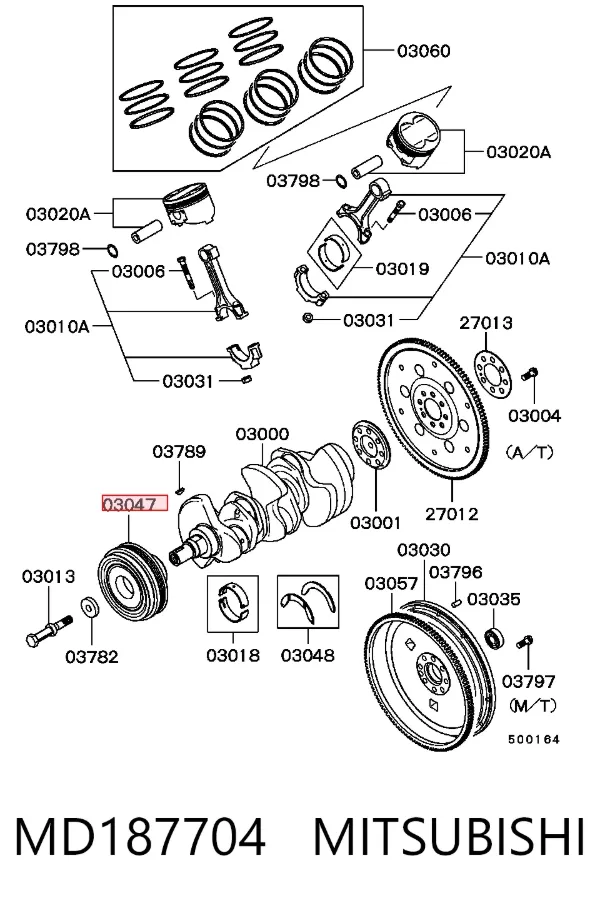 Koło pasowe wału korbowego MD187704 Mitsubishi