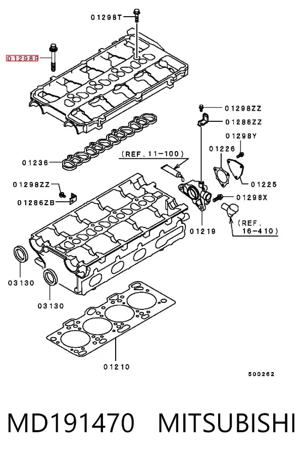 Śruba głowicy cylindrów MD191470 Mitsubishi