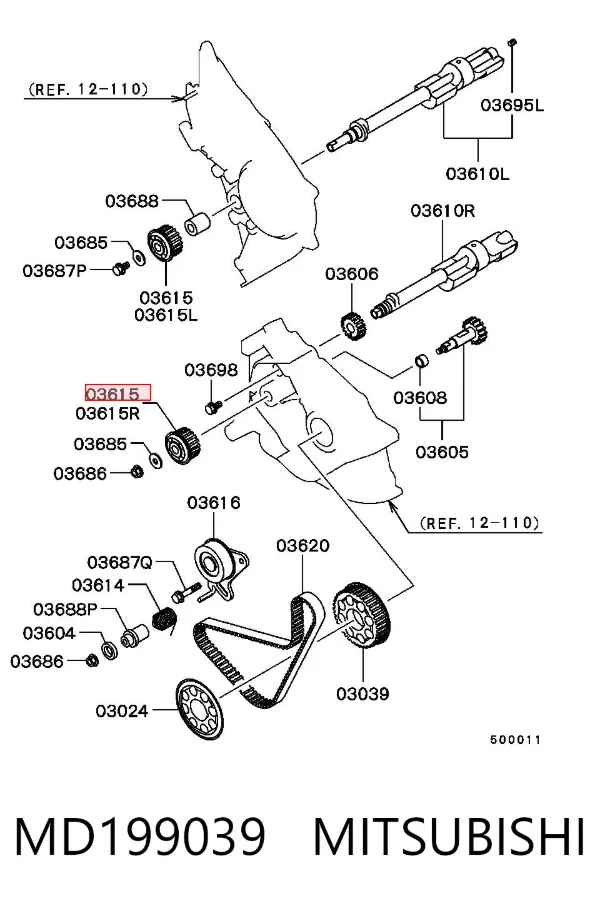 Koło zębate wałka wyrównoważającego MD199039 Mitsubishi
