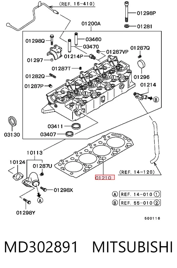 Uszczelka głowicy cylindrów MD302891 Mitsubishi