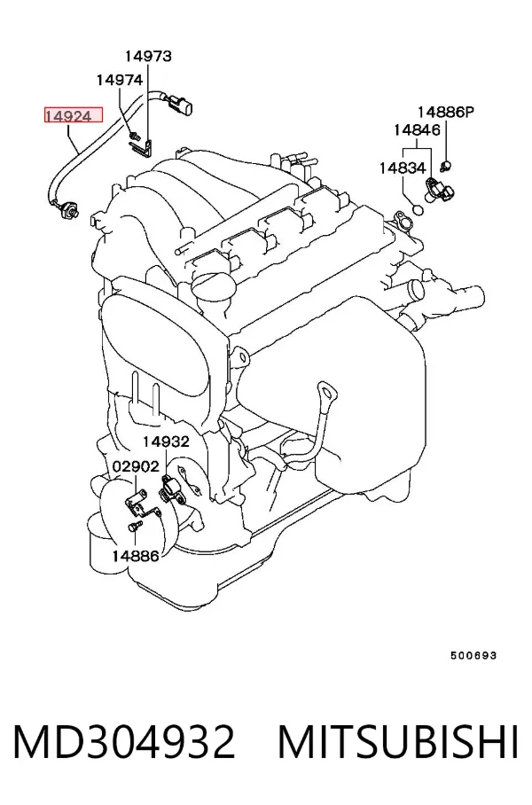 Czujnik stukowy (czujnik spalania stukowego) MD304932 Mitsubishi