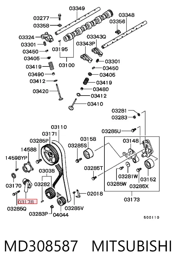 Napinacz paska rozrządu MD308587 Mitsubishi
