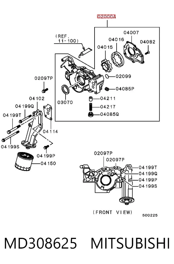 Pompa oleju MD308625 Mitsubishi