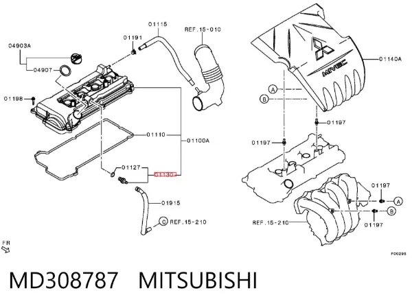 Zawór PCV odpowietrzający silnik MD308787 Mitsubishi