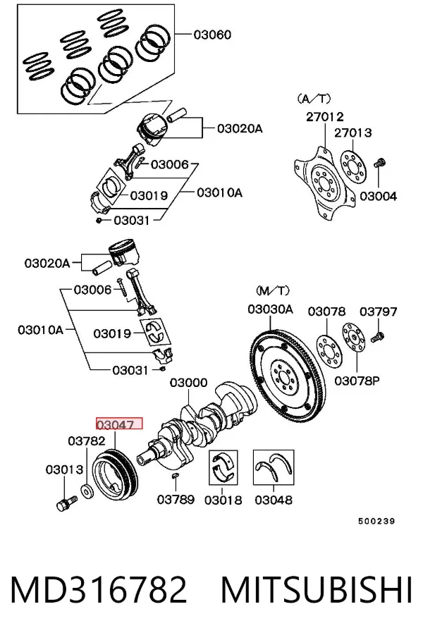 Koło pasowe wału korbowego MD316782 Mitsubishi