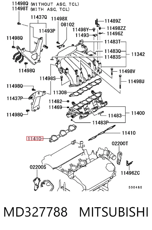 Uszczelka kolektora ssącego MD327788 Mitsubishi