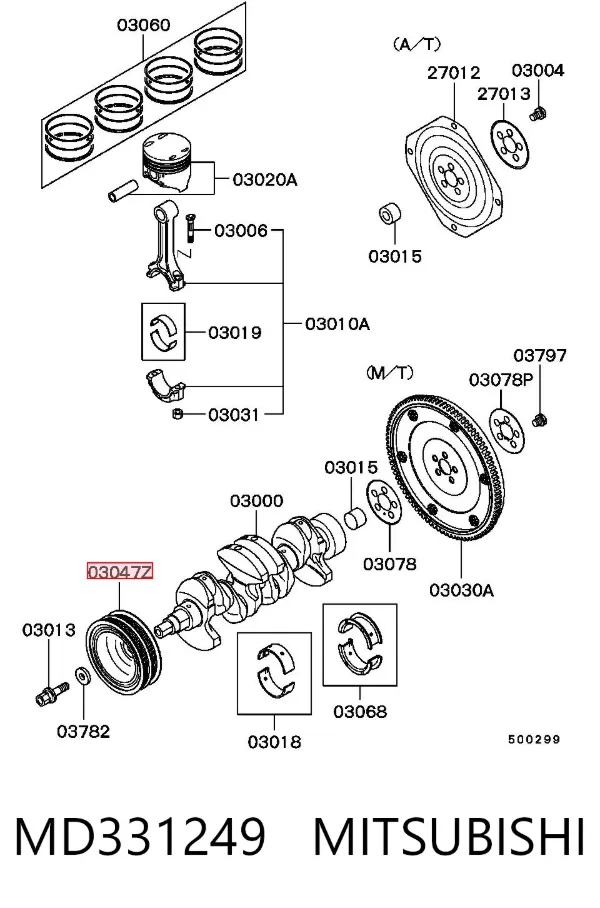 Koło pasowe wału korbowego MD331249 Mitsubishi