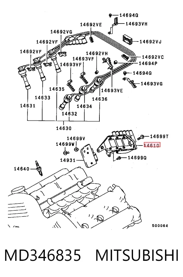 Cewka zapłonowa MD346835 Mitsubishi