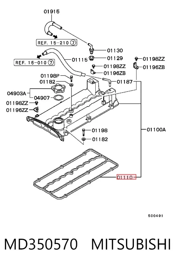 Uszczelka pokrywy zaworowej silnika MD350570 Mitsubishi
