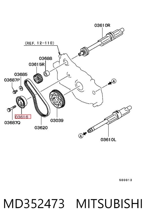 Rolka napinacza paska wyrównoważającego MD352473 Mitsubishi