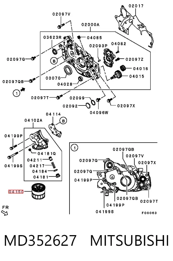 Filtr oleju MD352627 Mitsubishi