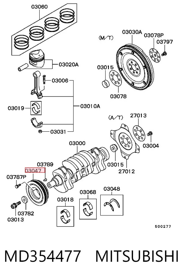 Koło pasowe wału korbowego MD354477 Mitsubishi