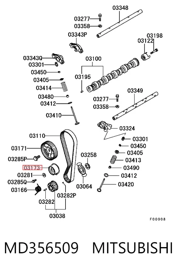 Rolka napinacza paska rozrządu MD356509 Mitsubishi