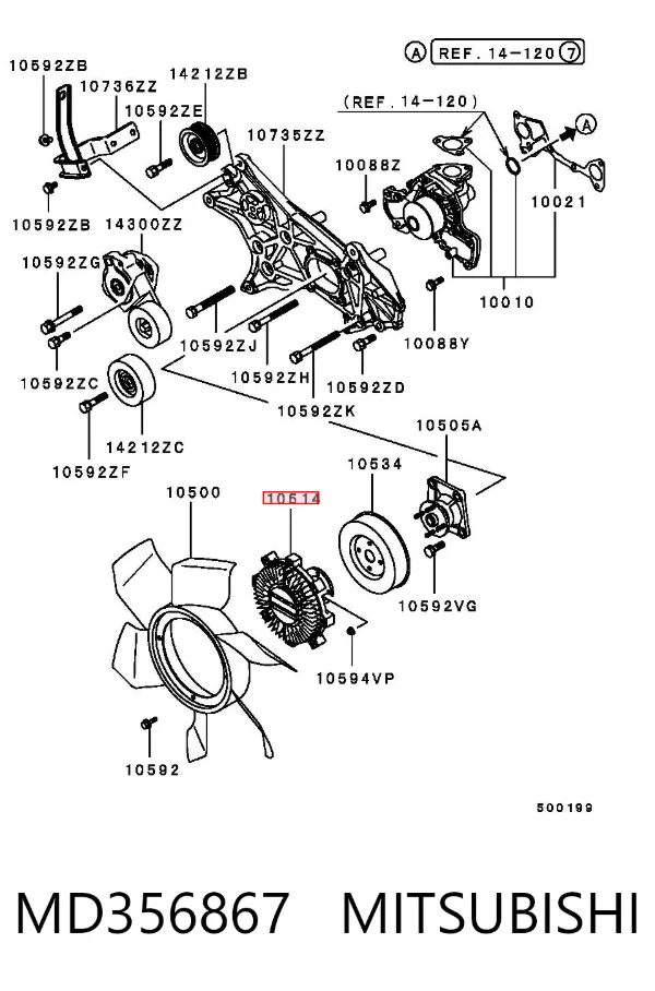 Sprzęgło wiskotyczne wentylatora chłodzenia MD356867 Mitsubishi