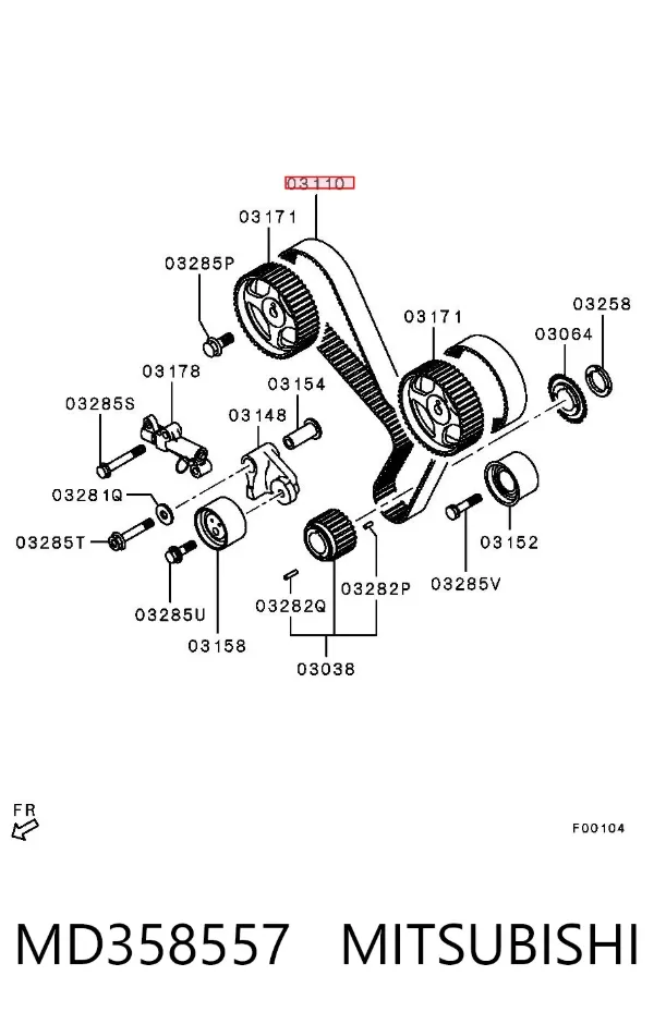 Pasek rozrządu MD358557 Mitsubishi