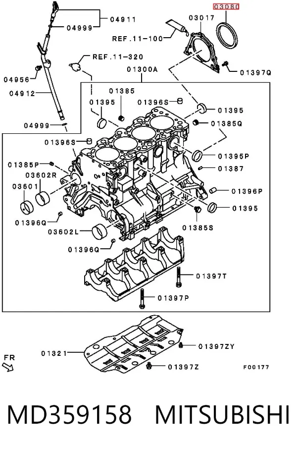 Uszczelniacz wału korbowego silnika tylny MD359158 Mitsubishi