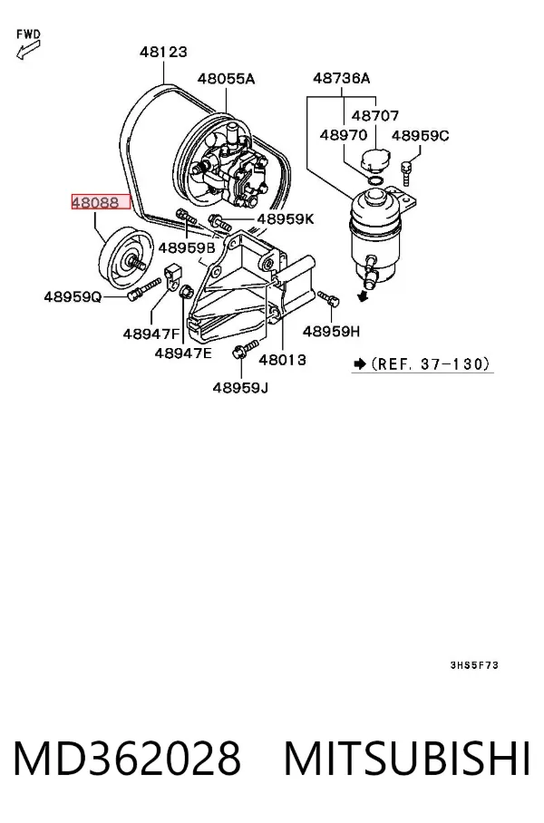 Rolka napinacza paska napędowego MD362028 Mitsubishi
