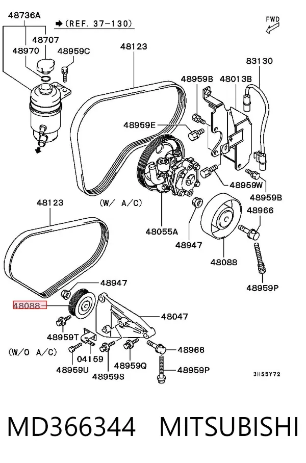 Rolka napinacza paska napędowego MD366344 Mitsubishi