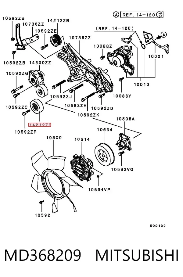 Rolka prowadząca, kierunkowa paska napędowego MD368209 Mitsubishi