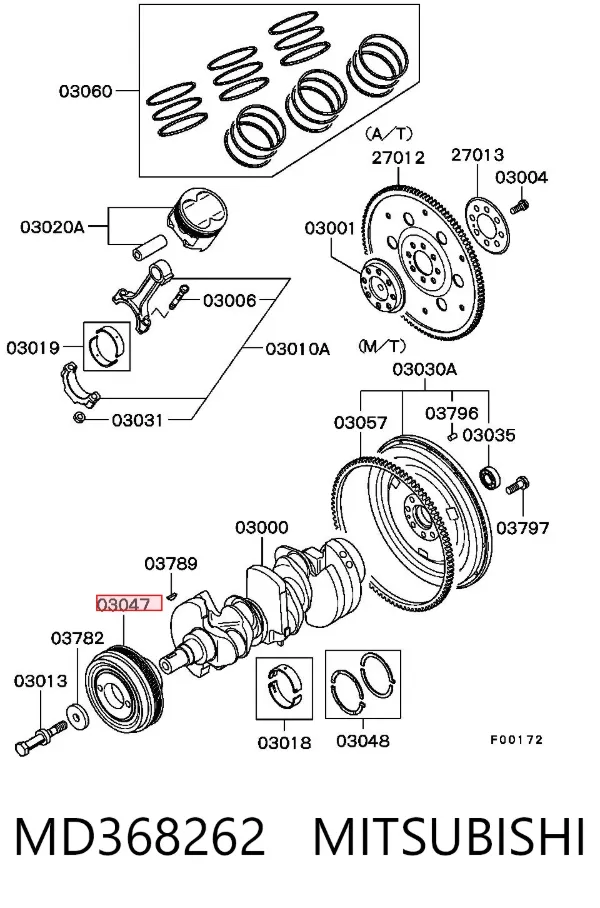 Koło pasowe wału korbowego MD368262 Mitsubishi