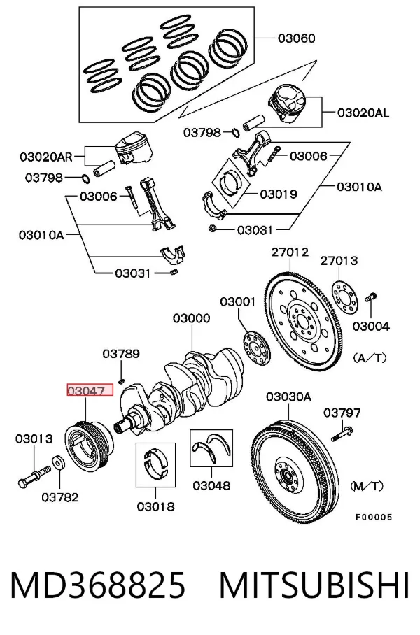 Koło pasowe wału korbowego MD368825 Mitsubishi
