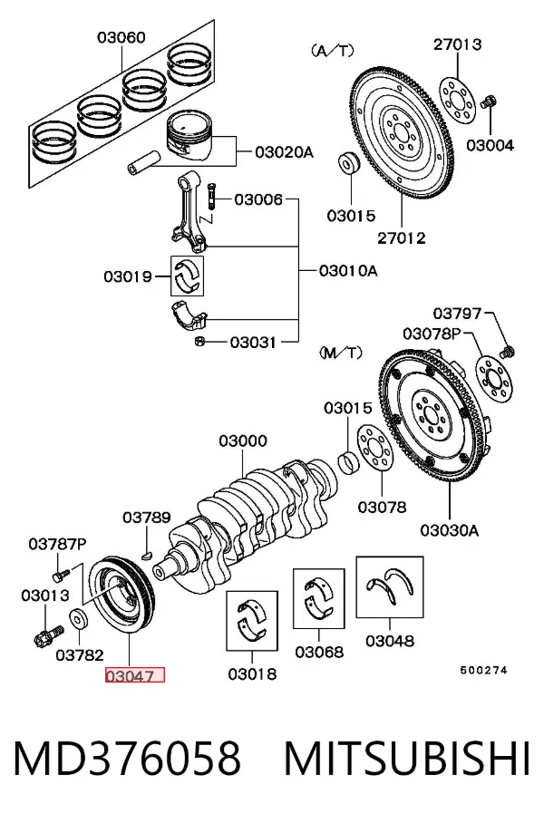 Koło pasowe wału korbowego MD376058 Mitsubishi